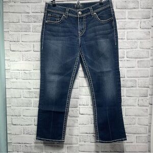 Silver Jeans Suki Straight Leg High Capri Jeans 32